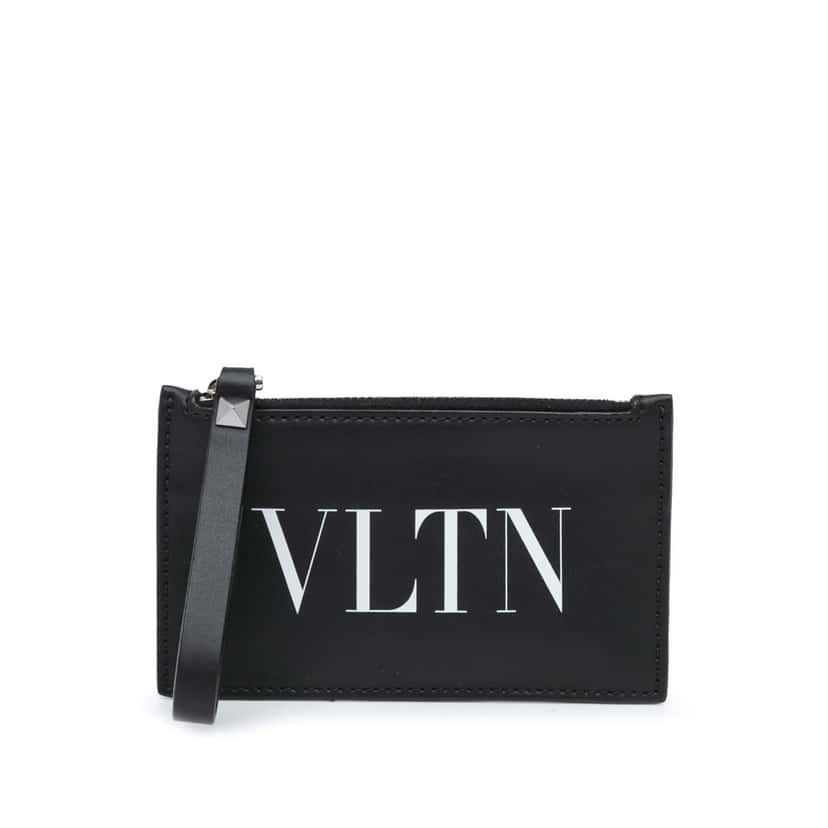 Valentino Leather VLTN Zip Card Holder Black Leather Very good condition - Front View