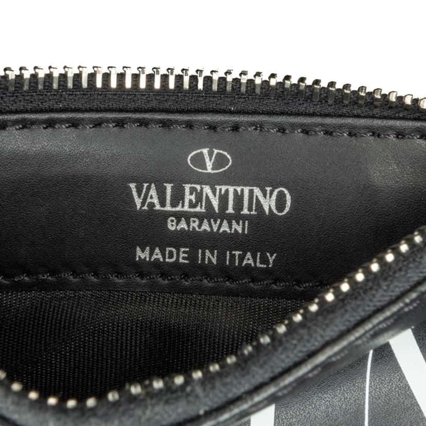 Valentino Leather VLTN Zip Card Holder Black Leather Very good condition - Box View
