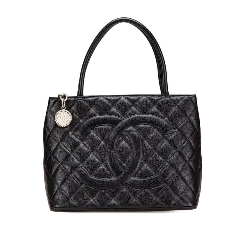 Chanel Caviar Medallion Tote Black Leather Good condition - Front View
