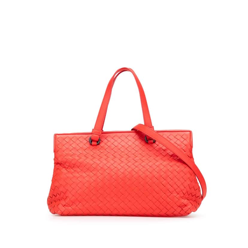 Bottega Veneta Nappa Intrecciato Satchel Red Leather Very good condition - Front View