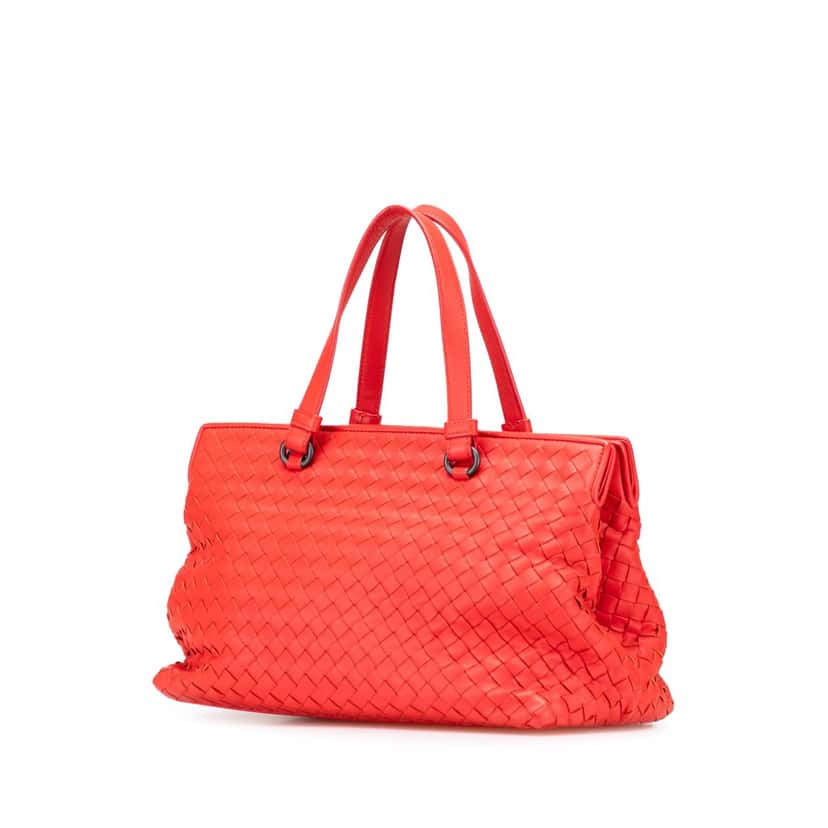 Bottega Veneta Nappa Intrecciato Satchel Red Leather Very good condition - Back View