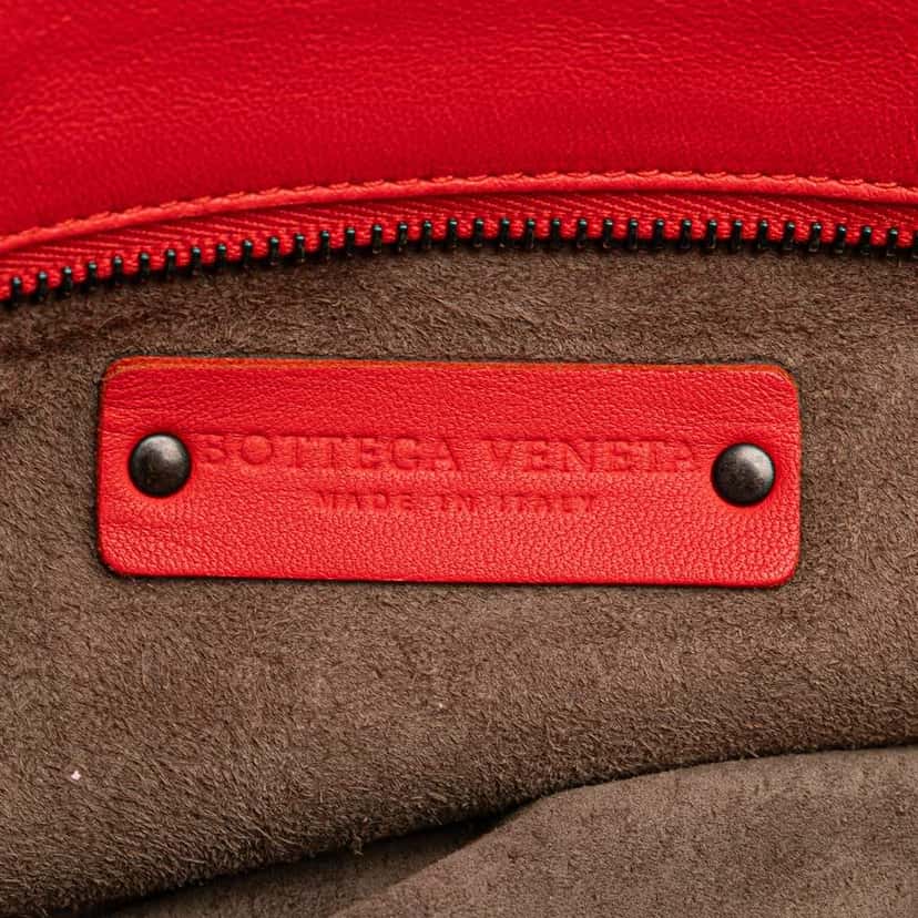Bottega Veneta Nappa Intrecciato Satchel Red Leather Very good condition - Box View