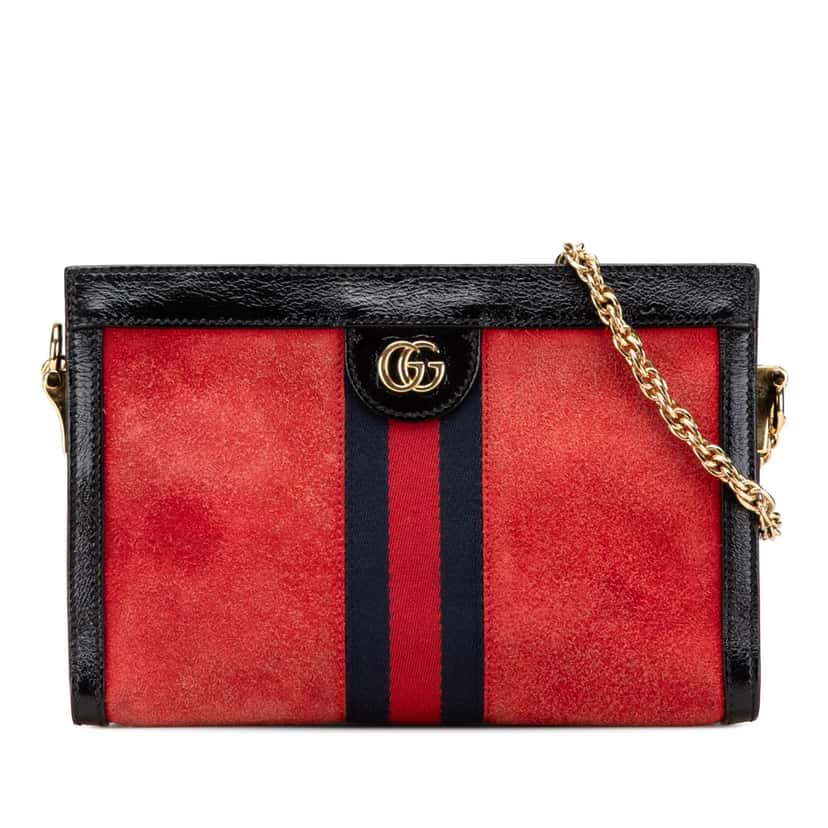 Gucci Small Suede Ophidia Chain Crossbody Red Leather Good condition - Front View