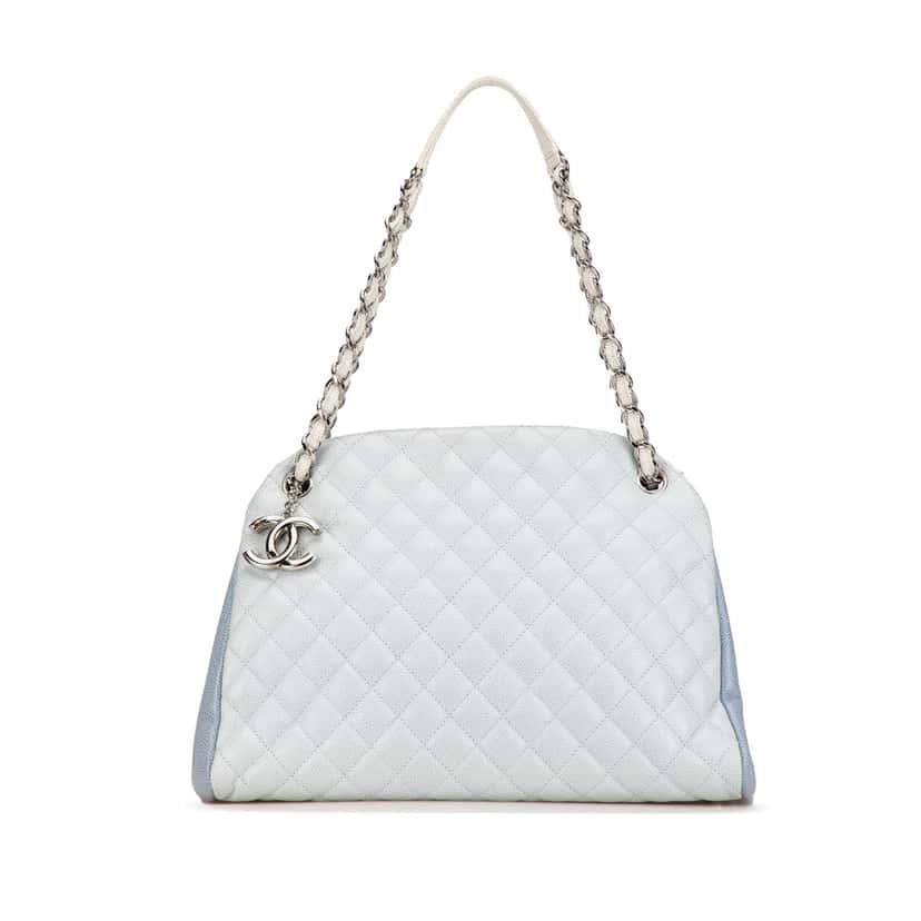 Chanel Large Tricolor Caviar Just Mademoiselle Bowling Bag Blue Leather Good condition - Front View