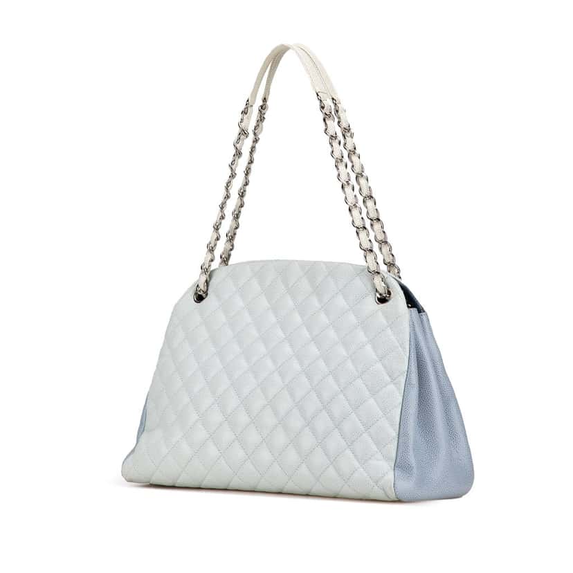 Chanel Large Tricolor Caviar Just Mademoiselle Bowling Bag Blue Leather Good condition - Back View