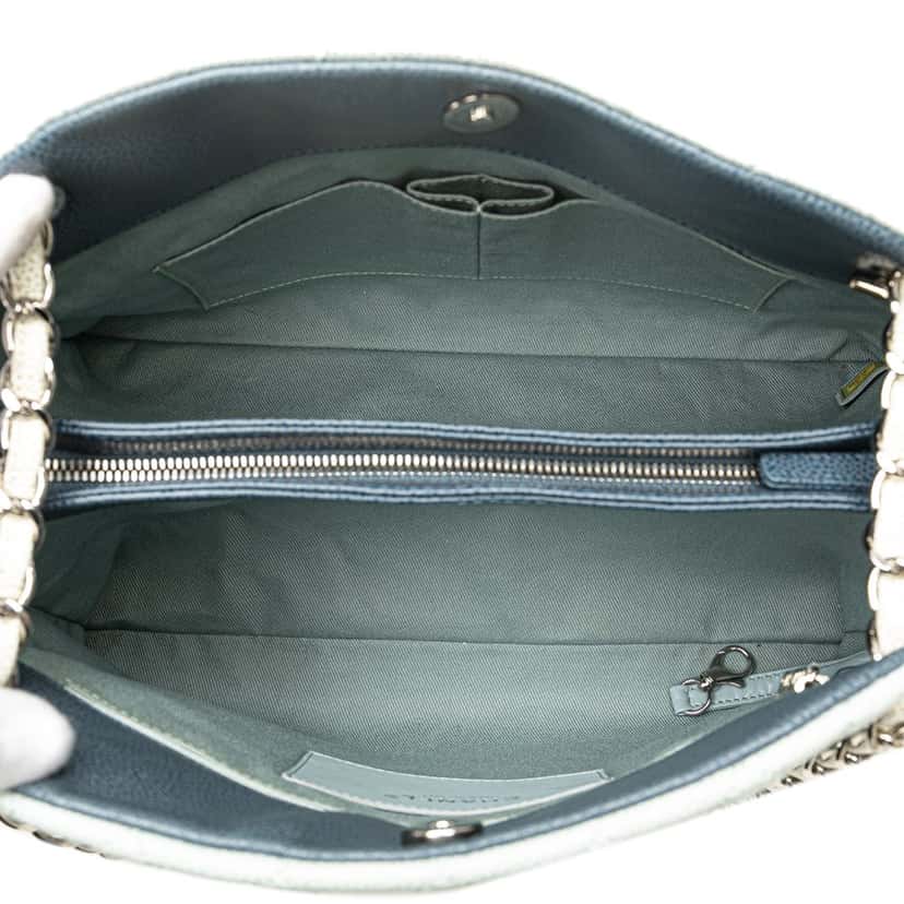 Chanel Large Tricolor Caviar Just Mademoiselle Bowling Bag Blue Leather Good condition - Model View
