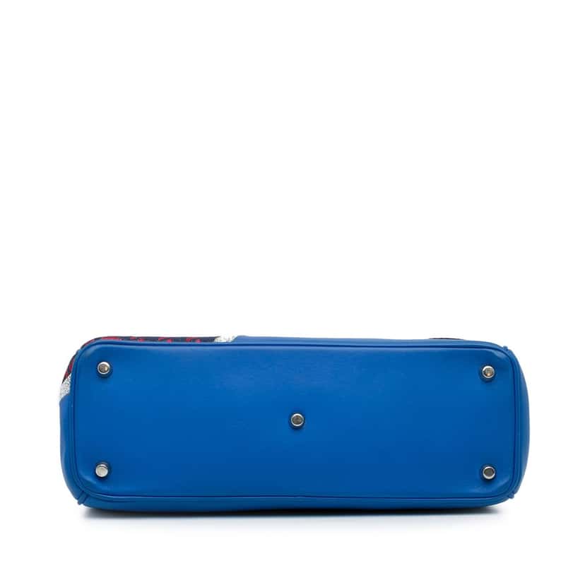 Dior Medium Embroidered Diorissimo Satchel Blue Leather Good condition - Box View
