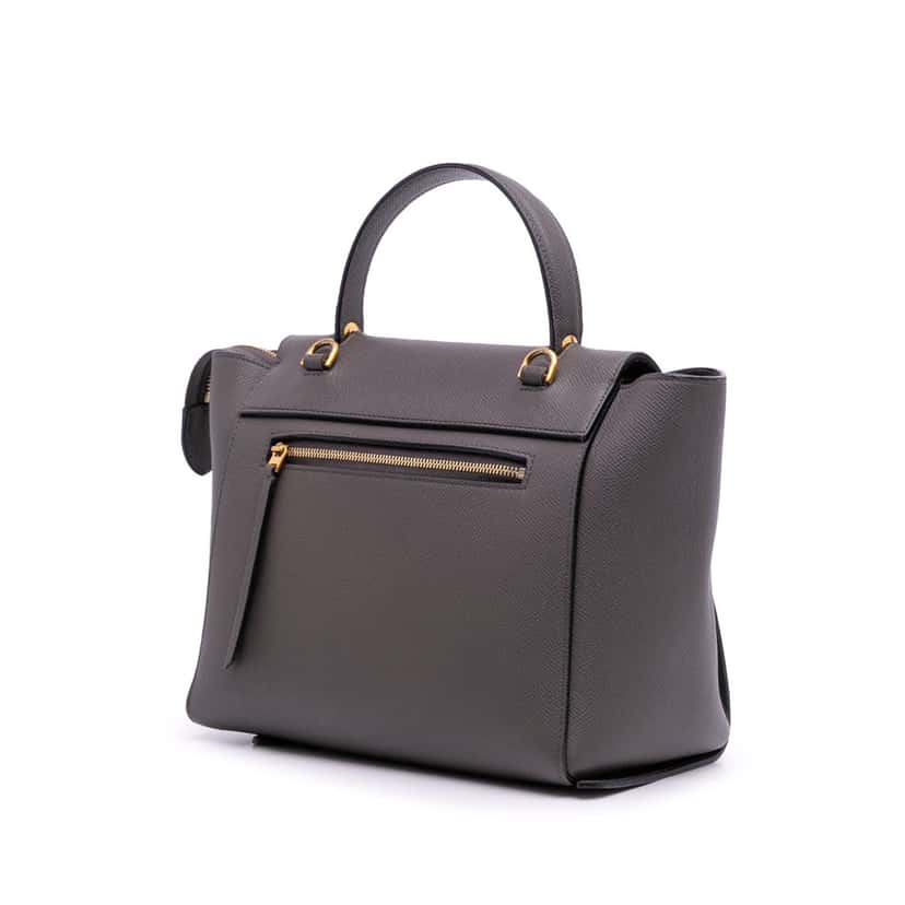 Celine Micro Grained Calfskin Belt Bag Grey Leather Good condition - Back View