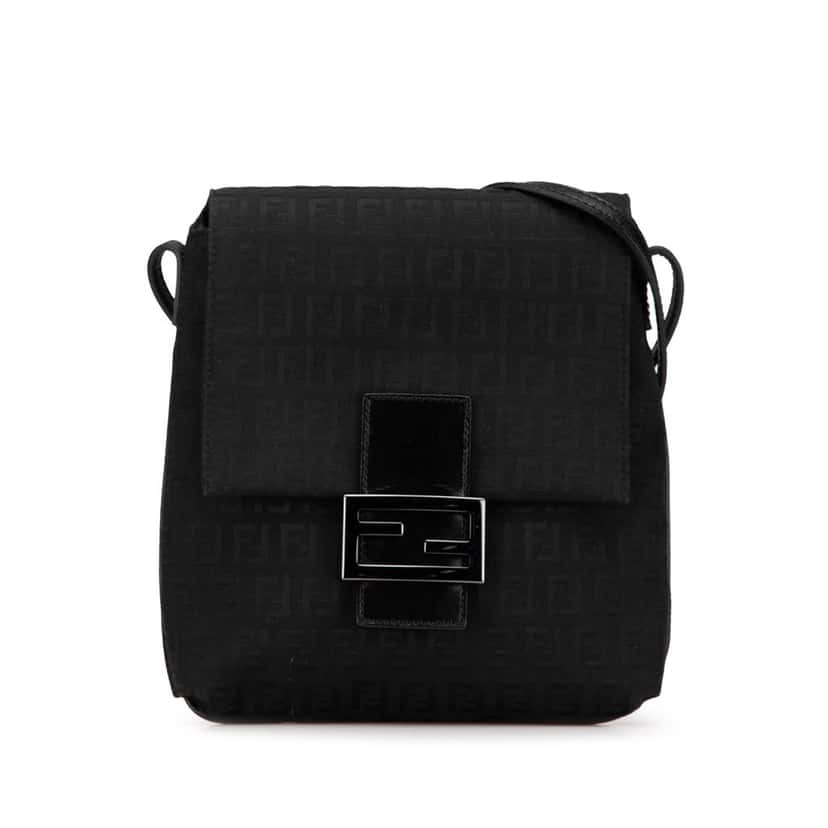Fendi Zucchino Canvas Crossbody Black Canvas Good condition - Front View