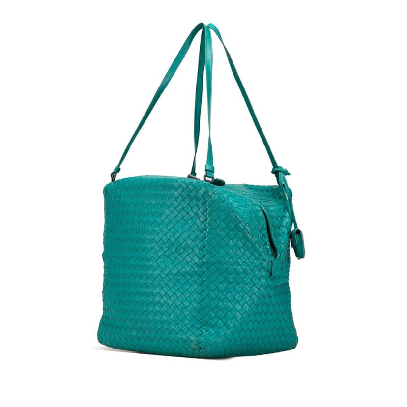 Bottega Veneta Nappa Intrecciato Cube Shoulder Bag Blue Leather Very good condition - Back View
