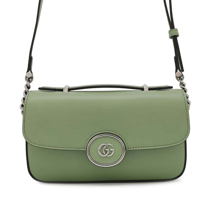 Gucci Mini Leather Petite GG Satchel Green Leather Good condition - Front View