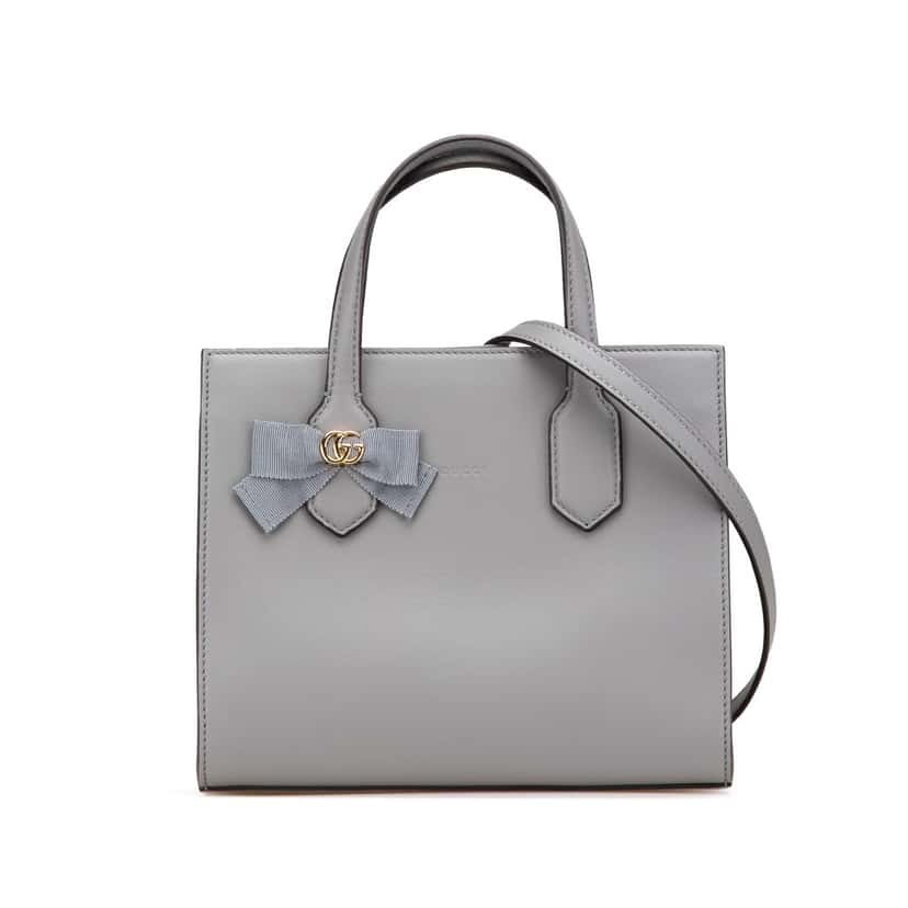 Gucci Leather GG Ribbon Satchel Grey Leather Good condition - Front View