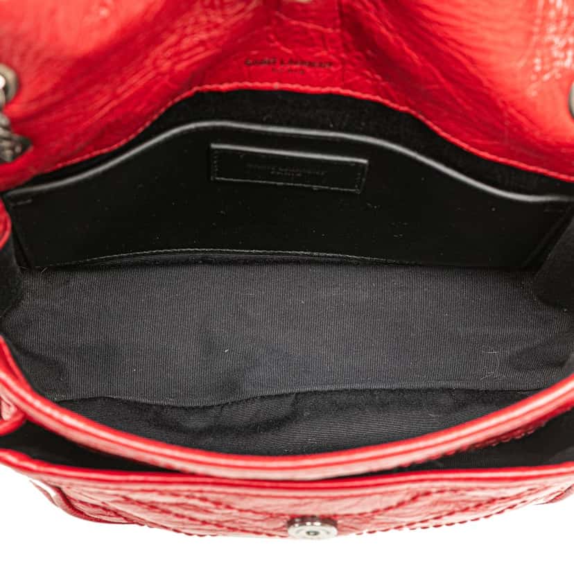 Saint Laurent Baby Crinkled Calfskin Monogram Niki Bag Red Leather Good condition - Model View