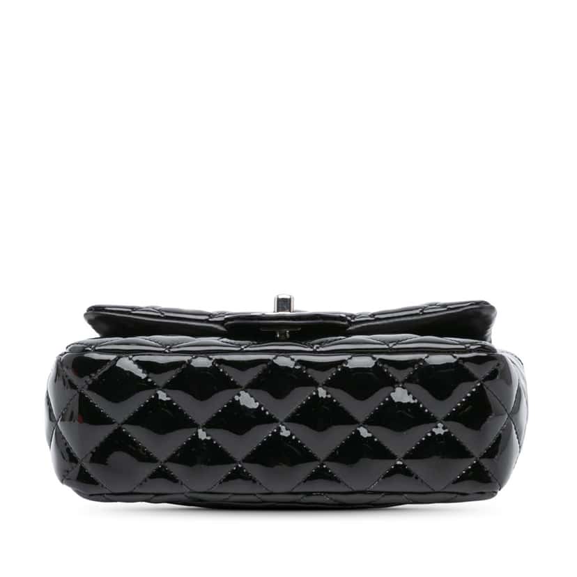 Chanel Mini Rectangular Classic Patent Single Flap Black Leather Fair condition - Inside View