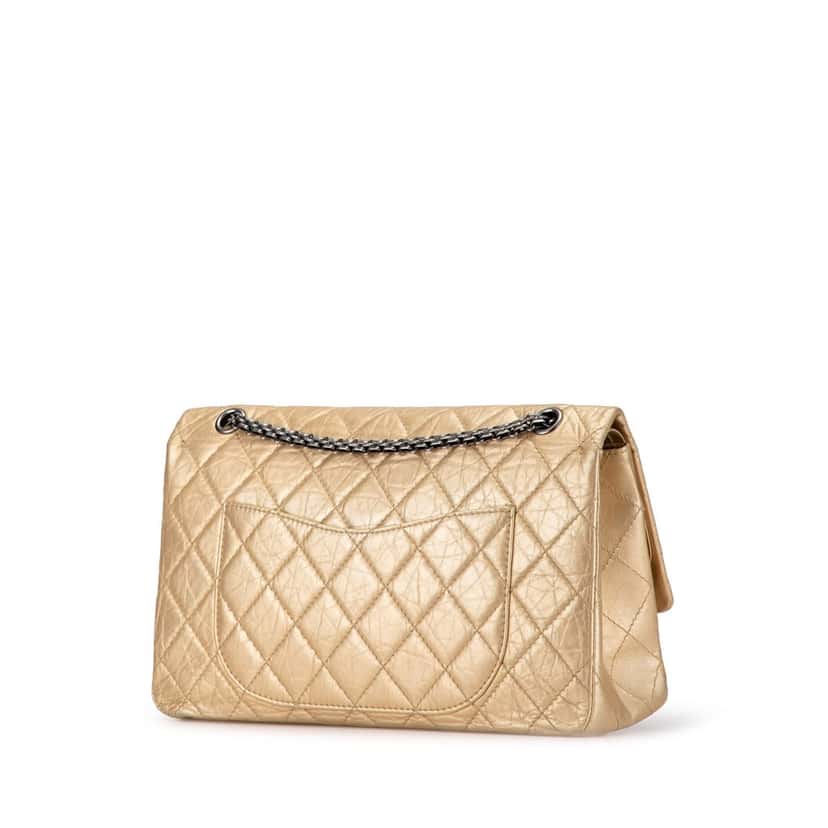 Chanel Reissue 2.55 Aged Calfskin Double Flap 227 Gold Leather Good condition - Back View