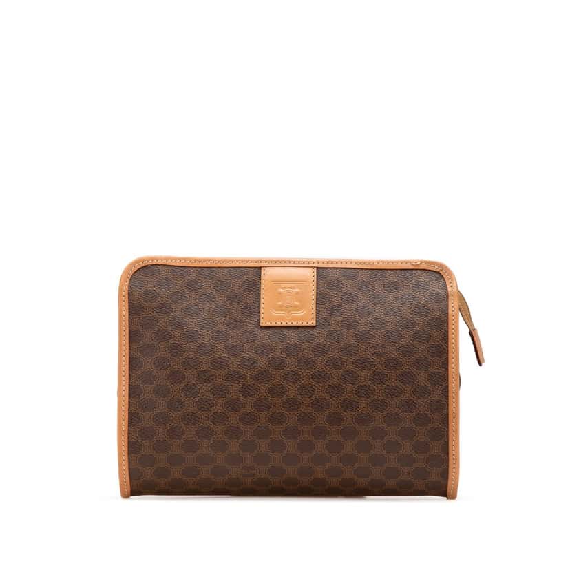 Celine Macadam Coated Canvas Clutch Brown Canvas Good condition - Front View