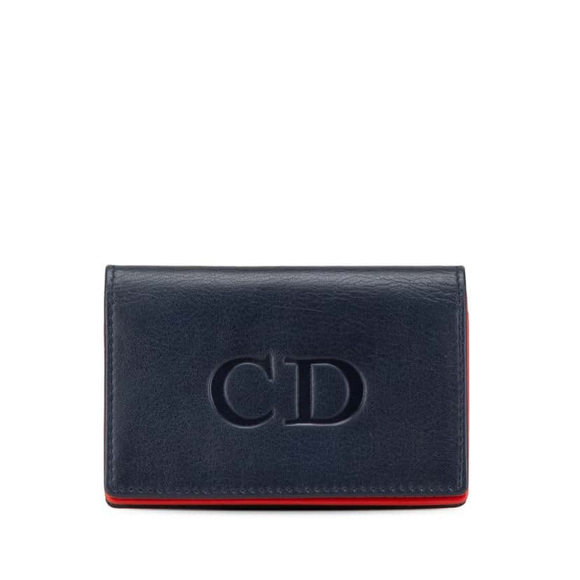 Dior Leather Card Case Blue Leather Good condition - Front View
