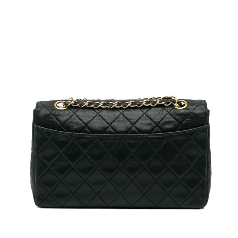 Chanel Quilted Lambskin Shoulder Bag Black Leather Good condition - Inside View