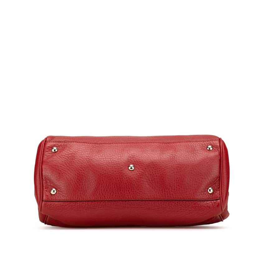 Gucci Medium Calfskin Bamboo Shopper Satchel Red Leather Good condition - Inside View