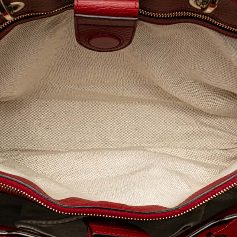 Gucci Medium Calfskin Bamboo Shopper Satchel Red Leather Good condition - Box View