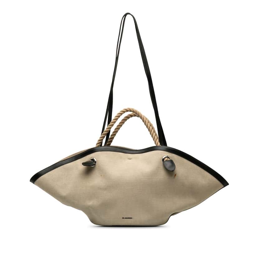 Jil Sander Canvas Sombrero Satchel Brown Canvas Very good condition - Front View