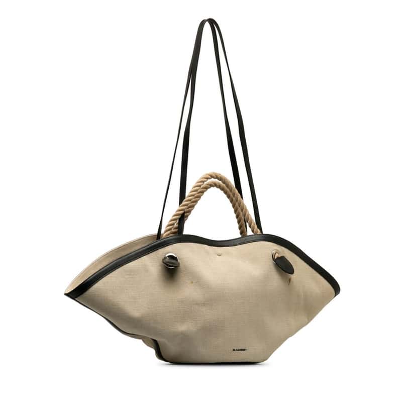 Jil Sander Canvas Sombrero Satchel Brown Canvas Very good condition - Back View