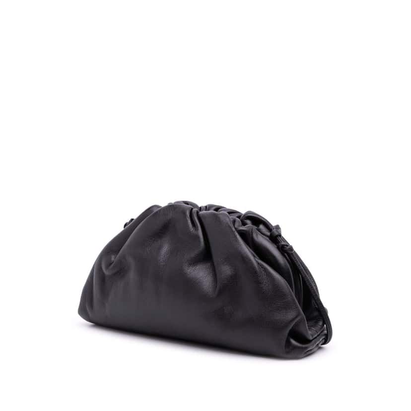 Bottega Veneta Lambskin The Mini Pouch Crossbody Black Leather Good condition - Back View