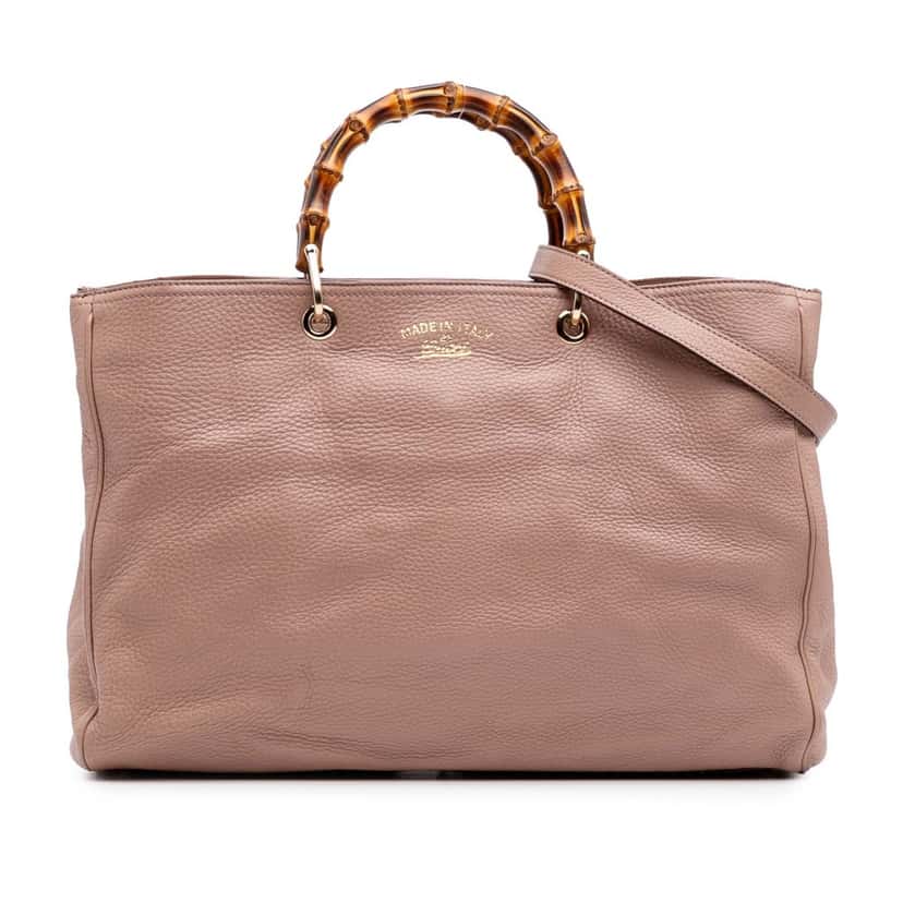 Gucci Large Calfskin Bamboo Shopper Satchel Pink Leather Good condition - Front View
