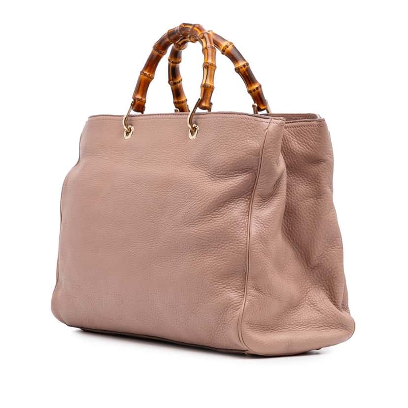 Gucci Large Calfskin Bamboo Shopper Satchel Pink Leather Good condition - Back View