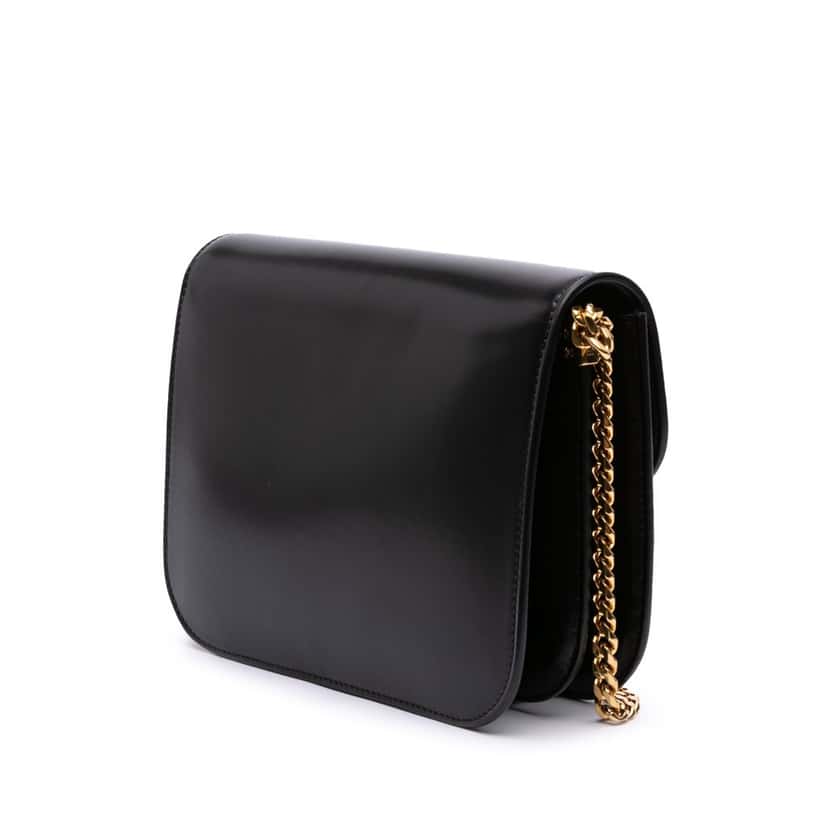 Celine Shiny Calfskin College Triomphe Black Leather Good condition - Back View