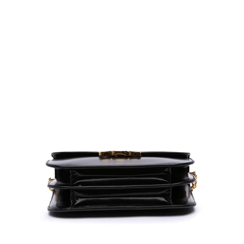 Celine Shiny Calfskin College Triomphe Black Leather Good condition - Inside View