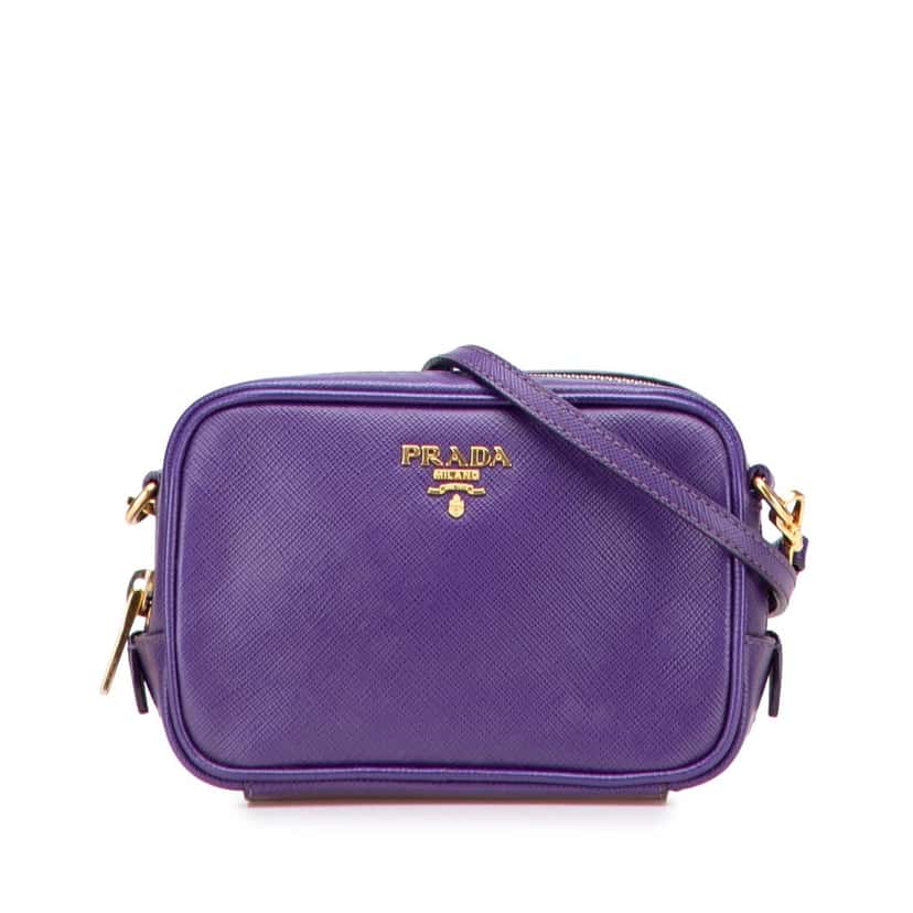 Prada Saffiano Lux Camera Bag Purple Leather Good condition - Front View