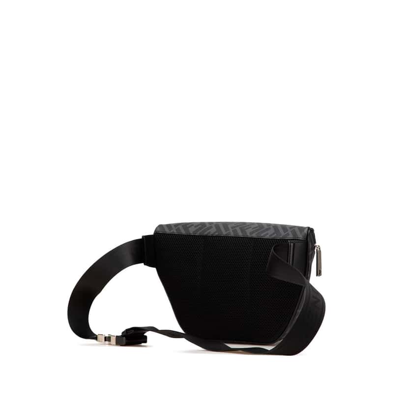 Fendi Zucca Coated Canvas Logo Belt Bag Black Canvas Good condition - Back View