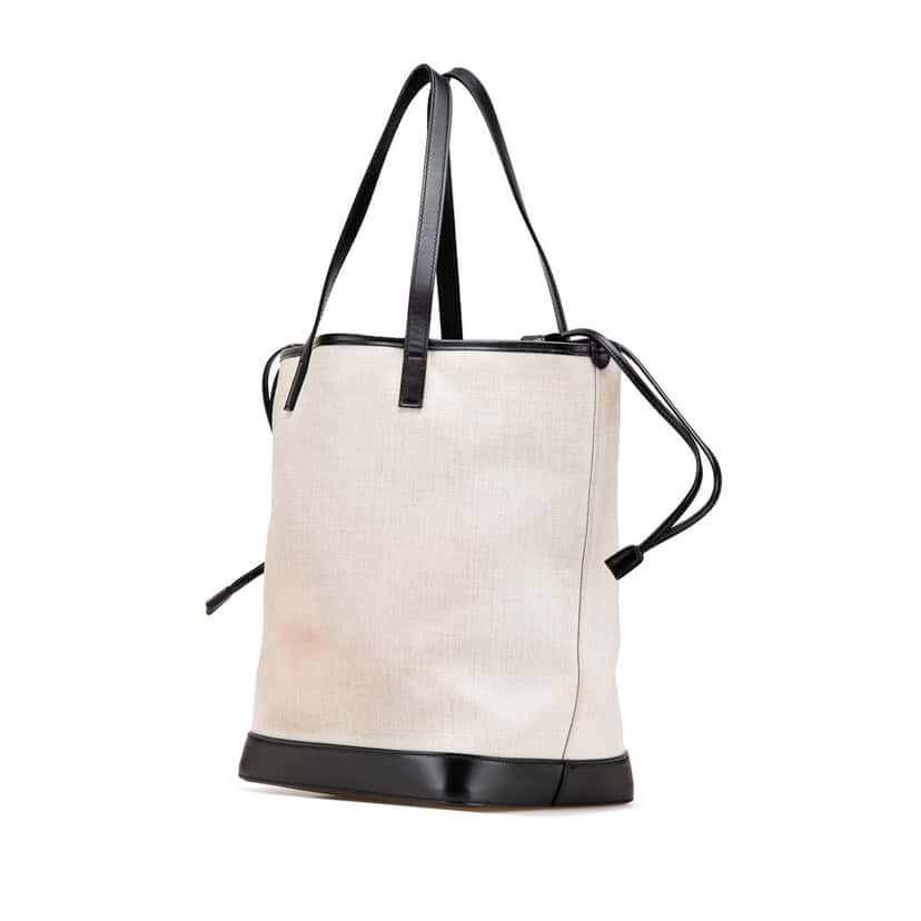 Saint Laurent Canvas Teddy Drawstring Shopping Tote White Canvas Good condition - Back View