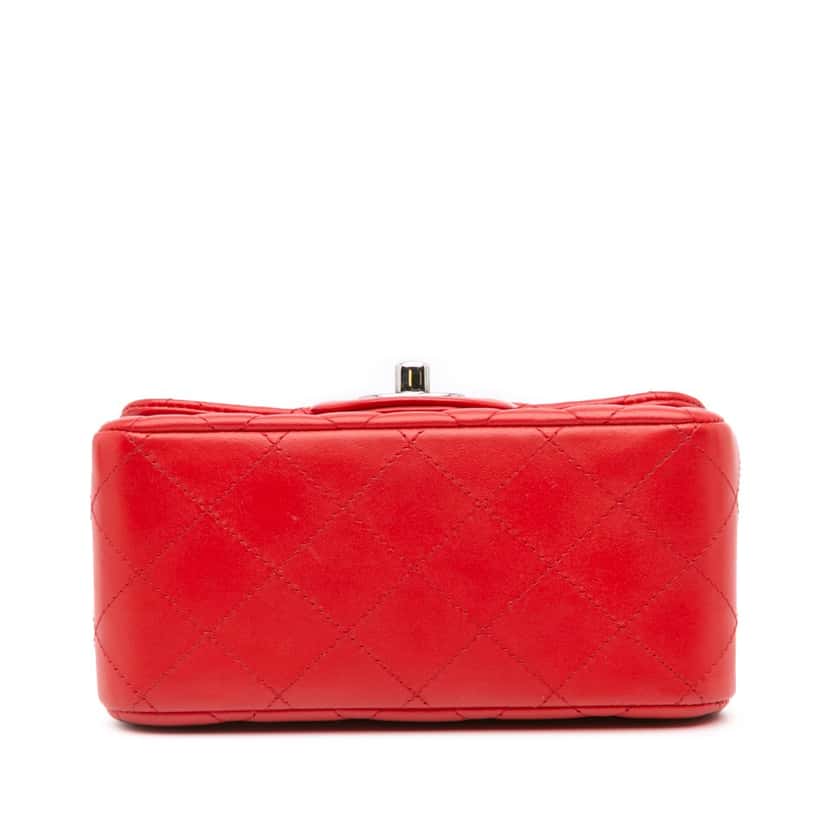 Chanel Mini Square Classic Lambskin Flap Red Leather Good condition - Inside View