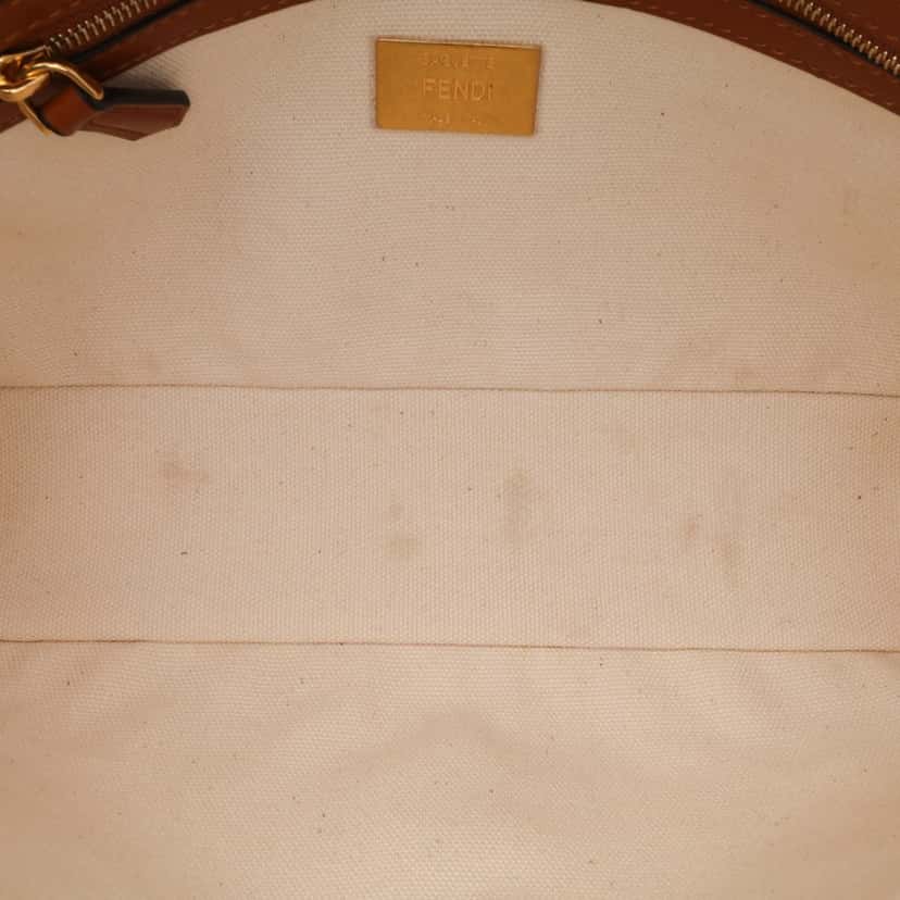 Fendi Zucca Embroidered Canvas Baguette Satchel Brown Canvas Good condition - Model View
