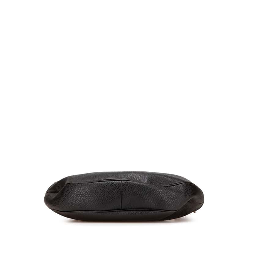 Gucci Pebbled Calfskin Bamboo Ring Hobo Black Leather Good condition - Inside View