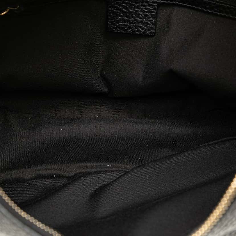 Gucci Pebbled Calfskin Bamboo Ring Hobo Black Leather Good condition - Model View