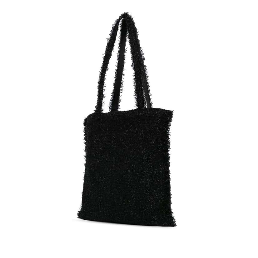 Chanel Large Resin Embellished Tweed Robot Shopping Tote Black Tweed Good condition - Back View