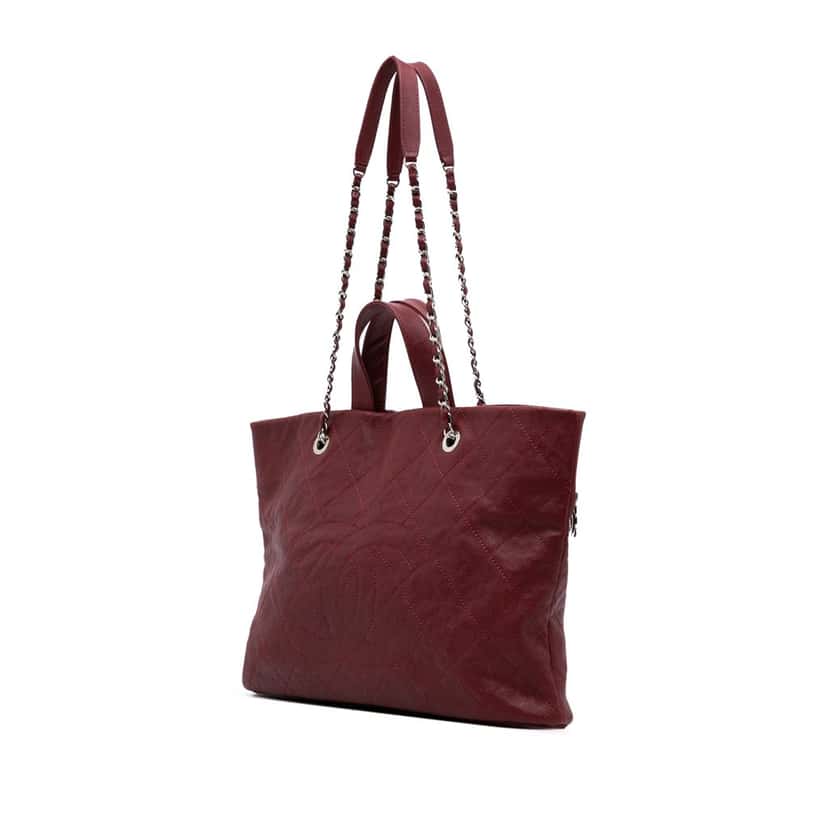 Chanel CC Quilted Caviar Tote Red Leather Good condition - Back View