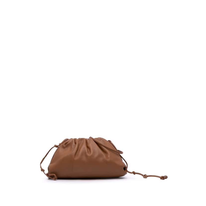 Bottega Veneta Lambskin The Mini Pouch Crossbody Brown Leather Good condition - Front View