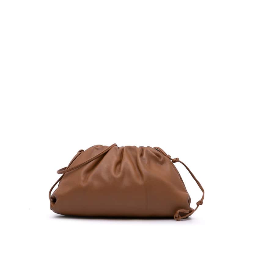 Bottega Veneta Lambskin The Mini Pouch Crossbody Brown Leather Good condition - Back View