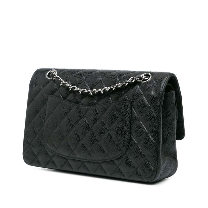 Chanel Medium Classic Caviar Double Flap Black Leather Good condition - Back View