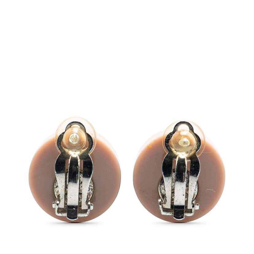 Chanel Resin and Silver CC Rhinestone Clip On Earrings Pink Good condition - Back View