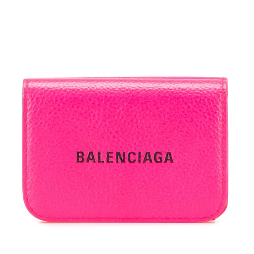 Balenciaga Mini Leather Cash Trifold Wallet Pink Leather Good condition - Front View