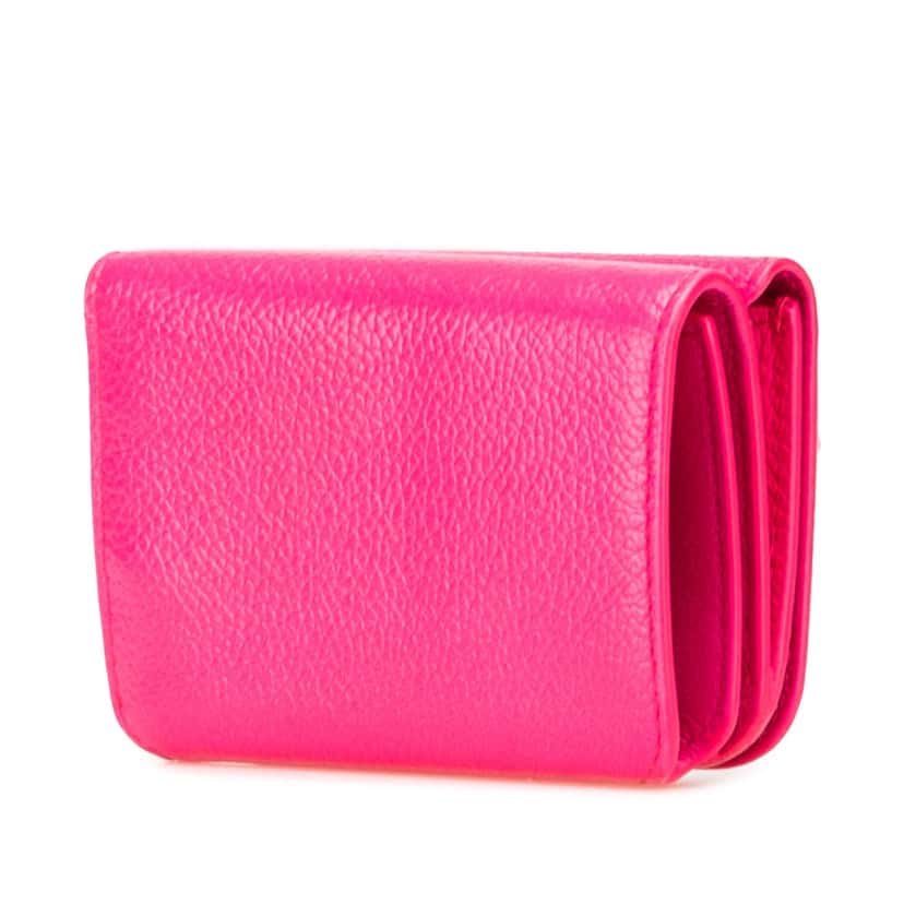 Balenciaga Mini Leather Cash Trifold Wallet Pink Leather Good condition - Back View