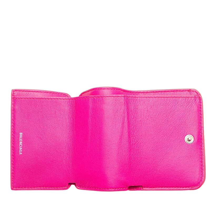 Balenciaga Mini Leather Cash Trifold Wallet Pink Leather Good condition - Model View