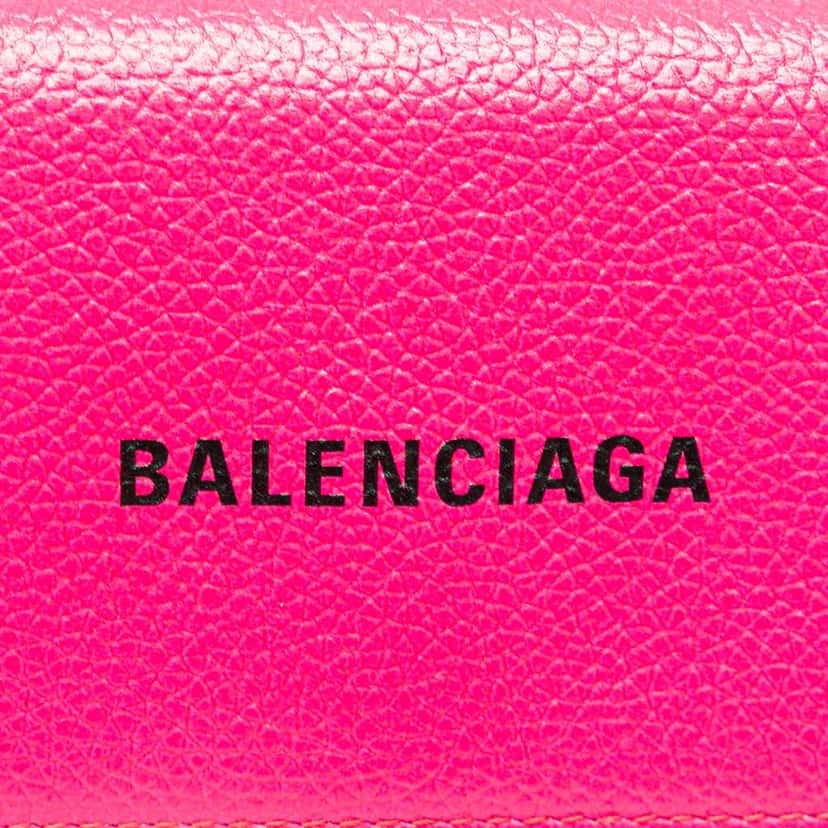 Balenciaga Mini Leather Cash Trifold Wallet Pink Leather Good condition - Box View