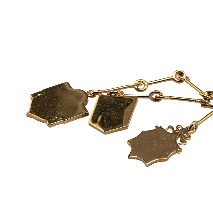 Louis Vuitton Gold Plated Enamel and Crystal Charm Pendant Necklace Gold Metal Good condition - Back View
