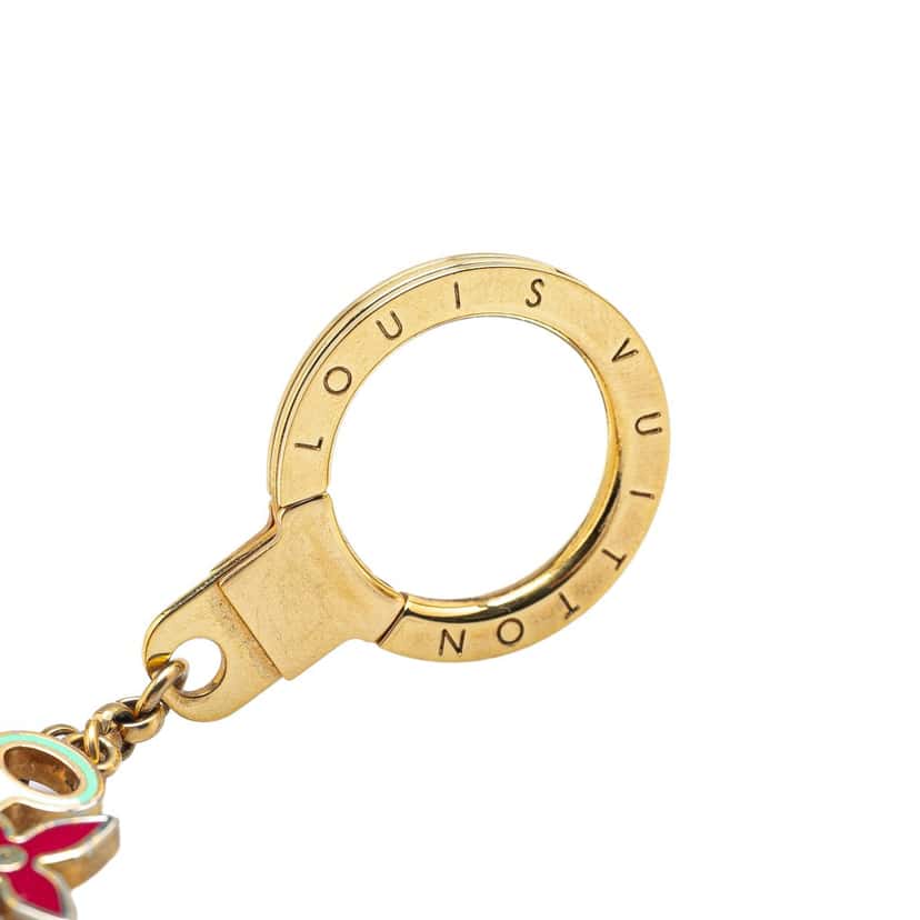 Louis Vuitton Gold Plated Monogram Pretty Charms Key Chain Holder and Bag Charm Gold Brass Good condition - Box View